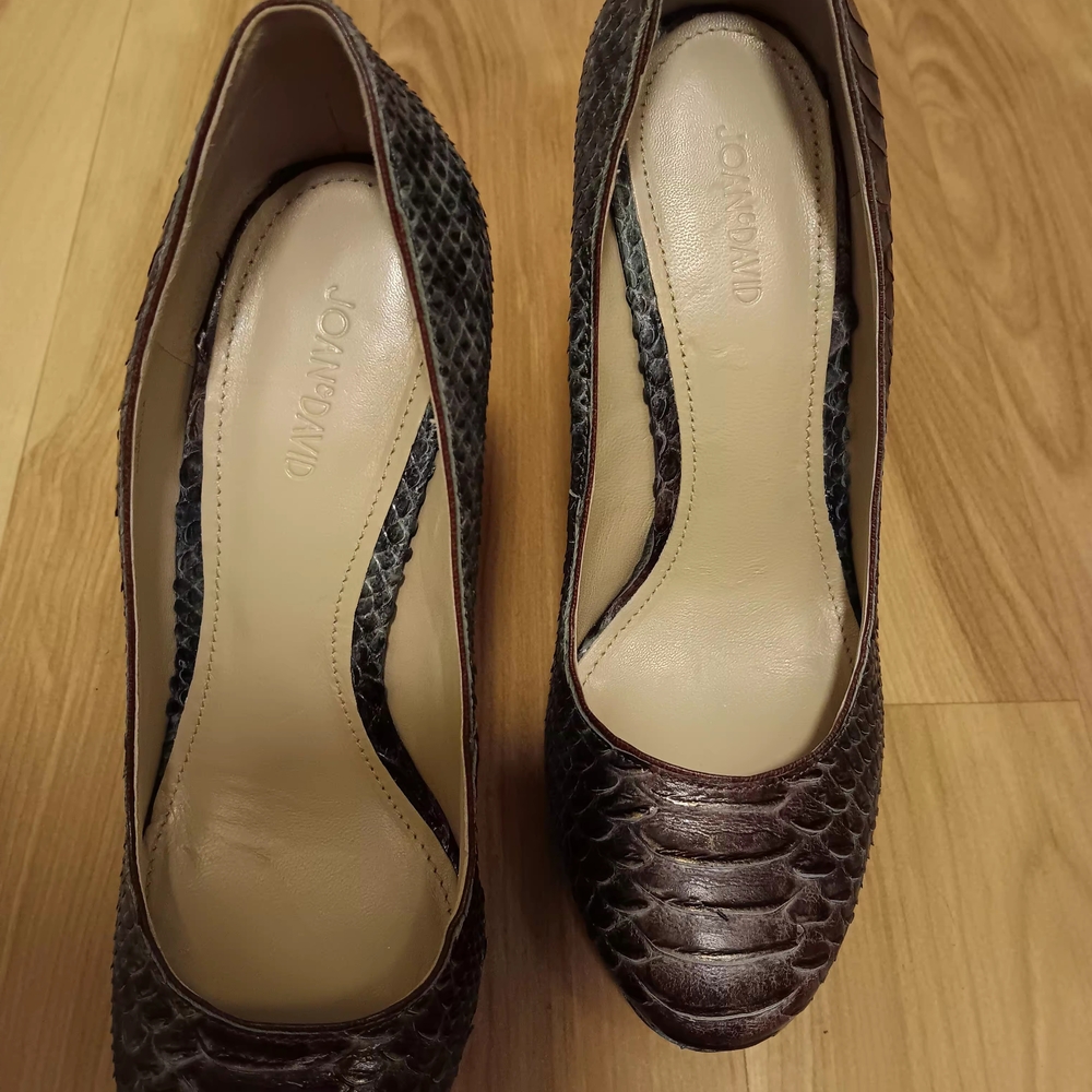 Joan & David Daquella Snakeskin Platform Heels.